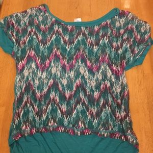 Beautiful blouse with colorful lace in front